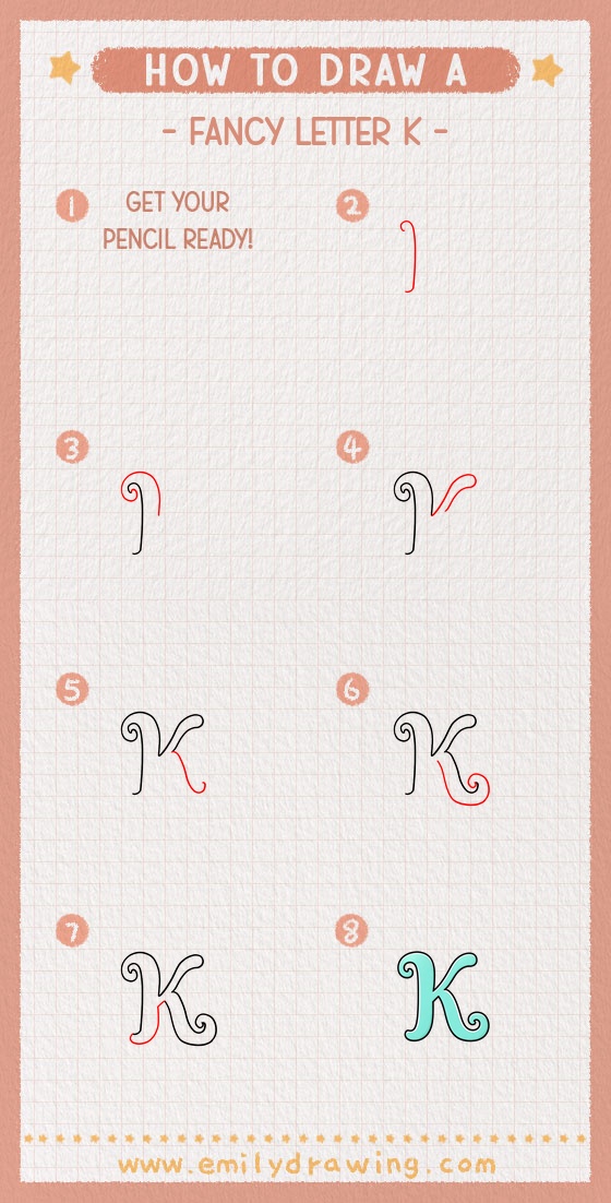 how to draw a fancy letter k pinterest pin